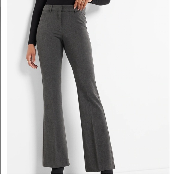 NWT Express 4R Editor Original Flare Leg Low Rise Gray Pants - Picture 2 of 9